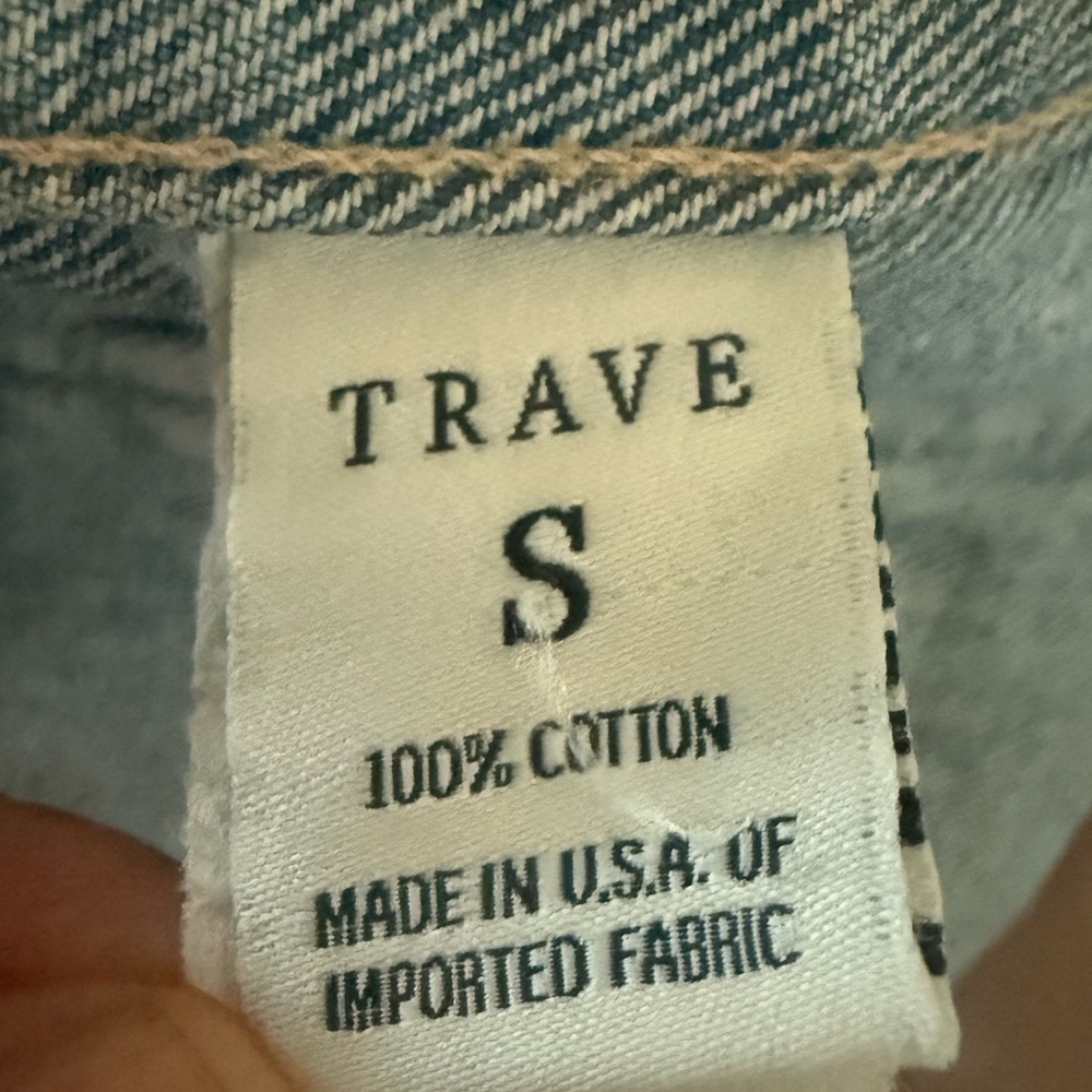 TRAVE Denim Distressed Oversized Trucker Jean Jacket Small Light Wash Vintage - Picture 9 of 10